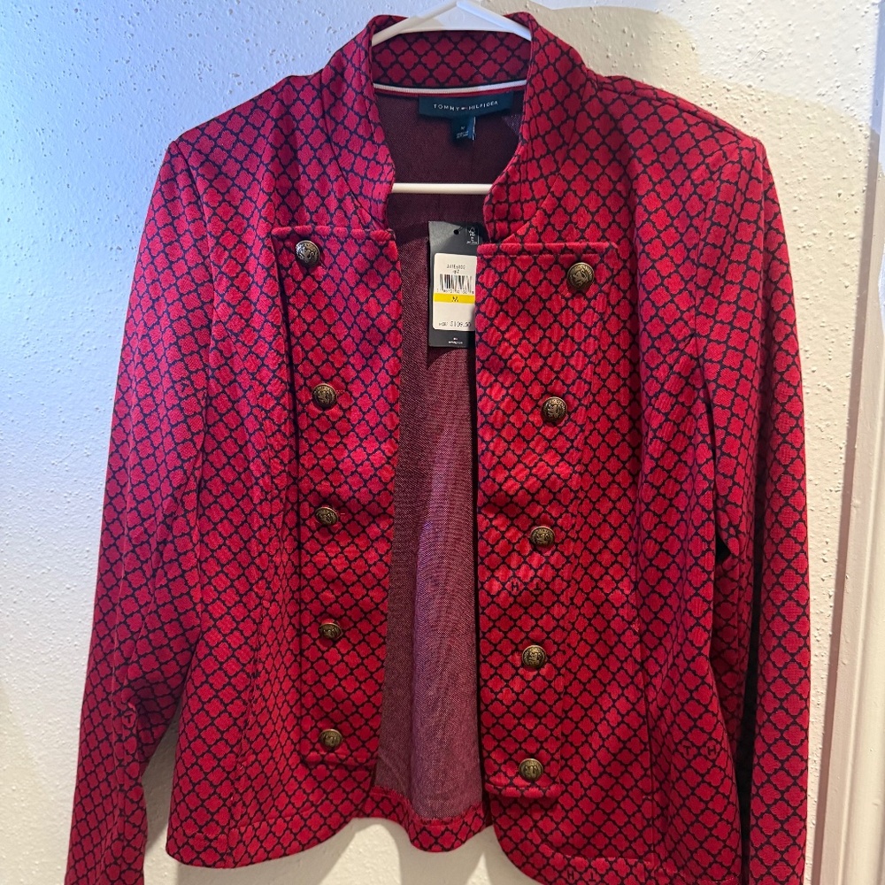 Tommy Hilfiger Brand New Women's Jacquard-Print Open-Front Jacket